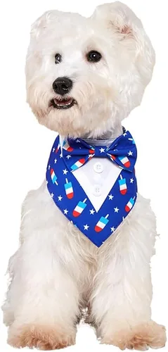 Miniatura 10 de Bandana de esmoquin, collar ajustable para mascotas con lazo para perros pequeños, medianos y grandes, ropa formal de boda, regalos de cumpleaños