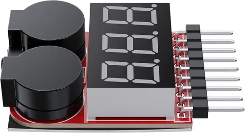 Miniatura 9 de CAMWAY Probador de voltaje de batería Lipo, 5 unidades, 2 en 1, 1-8s, alarma de zumbador de bajo voltaje, probador de monitor de batería para 1-8s