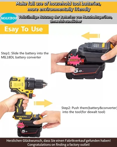 Miniatura 3 de Adaptador de batería MIL18DL para Milwaukee 18V a Dewalt 20V Adaptador de batería para M18 para Milwaukee Power Tool Convertidores Adaptador