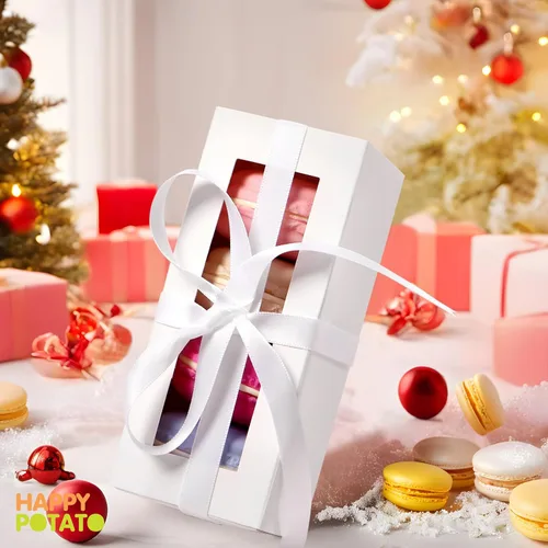 Miniatura 5 de HAPPY POTATO Paquete de 30 cajas de macarrones para 4 o 5, 4 x 1.9 x 1.9 pulgadas, cajas de embalaje de macarrón, caja de macarrón blanco
