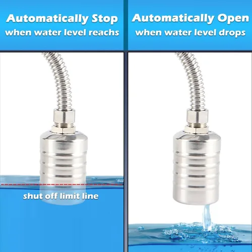 Miniatura 2 de Válvula de flotador de control de nivel de agua totalmente automática de 1/2" a 3/4", mini válvula de bola flotante de acero inoxidable 304