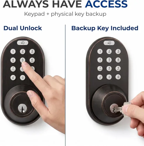 Miniatura 9 de Cerradura de Puerta con Teclado de Entrada sin Llave - Cerrojo Electrónico Digital Inteligente Mejorado con Código para Puertas Principales