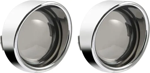 Miniatura 5 de PBYMT Cubierta de lente de señal de giro ahumado, biseles cromados estilo visera de bala de 2 pulgadas, compatible con Harley Davidson Dyna Street