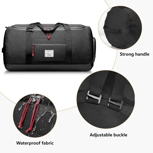 Miniatura 4 de Bolsa de viaje para hombre, 65 L, tamaño mediano, bolsa de viaje para fin de semana durante la noche con bolsillo húmedo y compartimento