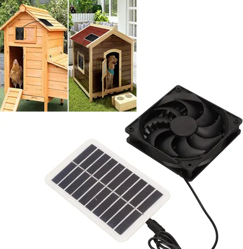 Miniatura 4 de plplaaoo - Kit de ventilador de panel solar, 100 W, 12 V, panel solar, ventilador de extractor de panel de energía solar de 15 W, ahorro de energía