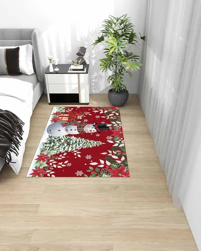 Miniatura 5 de Alfombra rectangular grande de 2.7 x 5 pies, para sala de estar, muñeco de nieve de Navidad, duradera, antideslizante, alfombra para dormitorio