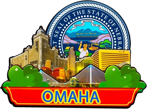 Omaha Nebraska - Imán de madera para nevera, diseño 3D, recuerdos coleccionables, decoración hecha a mano, 1622