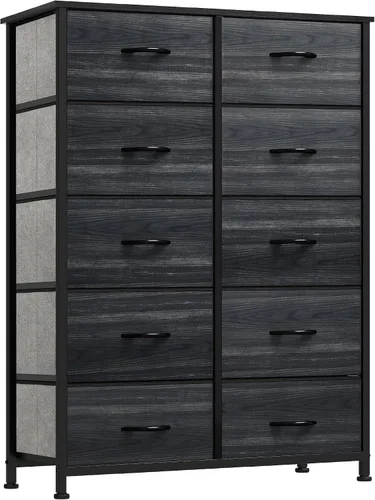 Miniatura 16 de YITAHOME Cómoda con 5 cajones – Torre de almacenamiento de tela, unidad organizadora para dormitorio, sala de estar, armarios – Estructura de acero