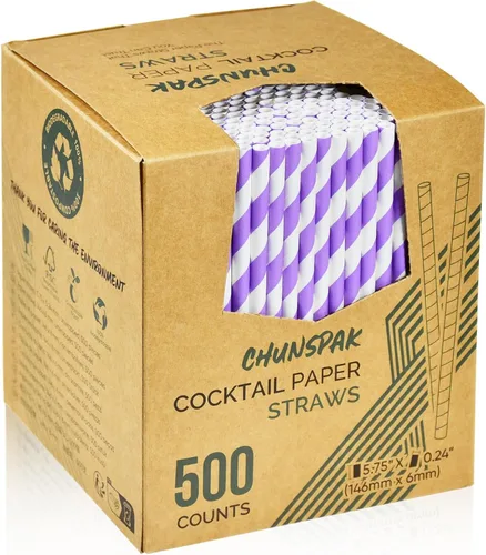 Miniatura 14 de 14,6 cm x 0,79 cm Pajitas de papel desechables de bambú verde para bebidas cortas, cócteles mezclados, margaritas, licuados y batidos - Sin embalar