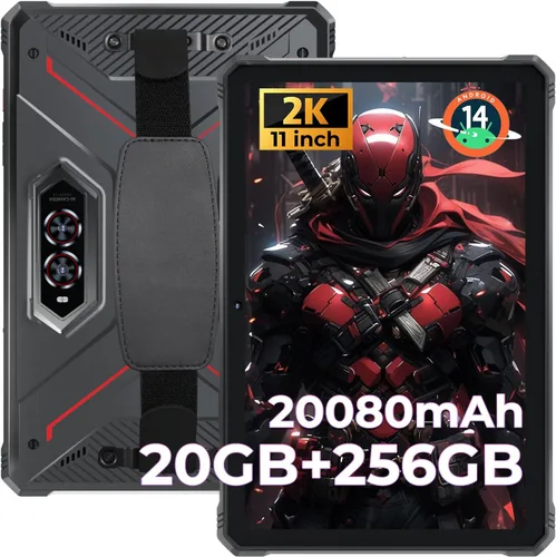 Miniatura 8 de HOTWAV R9 Pro 2025 Tablet Resistente 2K de 11 Pulgadas Android 14, Tablet Impermeable de 20080mAh 20GB+256GB/2TB TF Tablets para Exteriores Negro