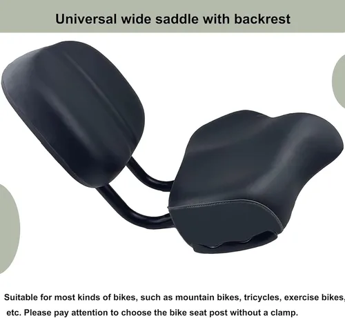 Miniatura 5 de THALOUS Asiento de bicicleta con respaldo de gran tamaño, cómodo, repuesto de silla de montar de bicicleta, espuma viscoelástica suave, cojín