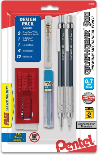 Miniatura 6 de Pentel Graph Gear 500 - Lápiz de dibujo automático, 0.3mm, barril marrón, 1 paquete (PG523BP)