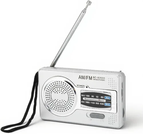 Radio portátil, radio de bolsillo AM FM, funciona con pilas, altavoz premium, conector para auriculares, adecuado para regalos, ancianos, familia,