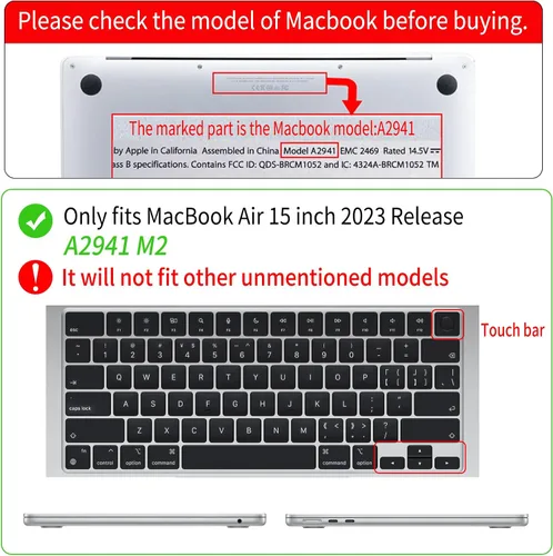 Miniatura 7 de Seorsok Compatible con MacBook Air de 13 pulgadas Case 2022 2021 2020 2019 2018 versión A1932 A2179 M1 A2337 Touch ID, carcasa rígida de plástico