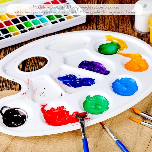 Miniatura 4 de FANDAMEI Bandeja de Pintura Oval, Bandeja de Pintura de Plástico, Paleta de Pintura, Bandejas de Pintura con Orificio para Pulgar para Adultos