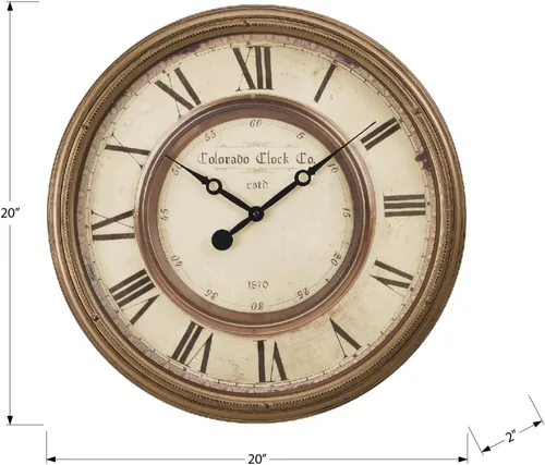 Miniatura 3 de Monarch Specialties I 9047 Relojes, 20" redondo, reloj de pared, marrón antiguo, de transición