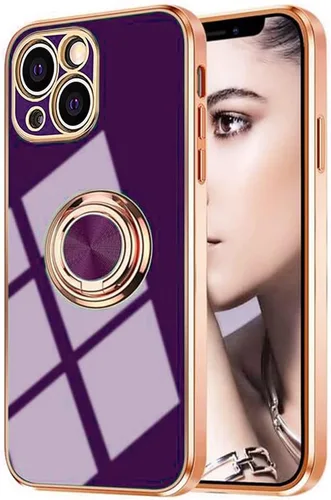 Miniatura 105 de Compatible con iPhone 11 Kickstand, anillo de rotación de 360 grados integrado con borde de oro rosa brillante que funciona con soporte magnético