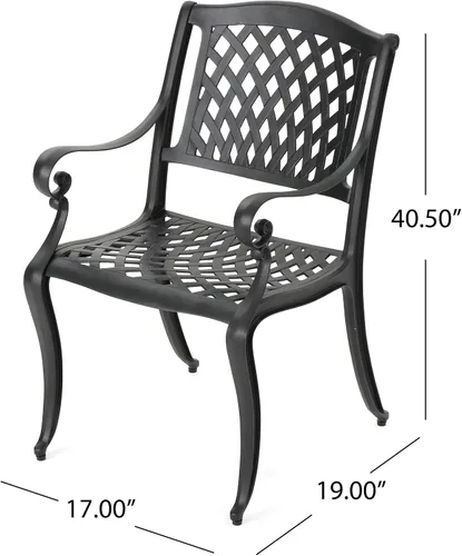 Miniatura 8 de Christopher Knight Home Hallandale - Sillas de aluminio fundido para exteriores, juego de 2 piezas, color negro mate antiguo
