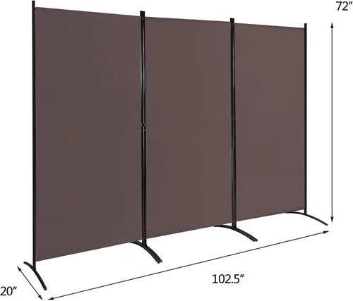 Miniatura 2 de DORTALA Morden - Divisor de habitación de 3 paneles, pantalla de división de privacidad plegable independiente con marco de acero, divisor