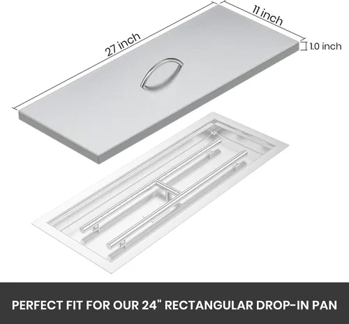 Miniatura 2 de Stanbroil Cubierta de Bandeja Quemador para Fogata 27" x 11", Se Adapta a Bandeja Quemador Empotrable Rectangular de 24 x 8 Pulgadas, Acero