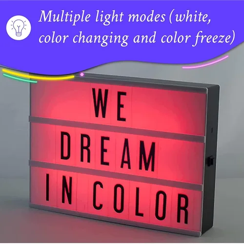 Miniatura 8 de My Cinema Lightbox - Cartel de caja de luz de cine RGB que cambia de color con 100 letras y números LED - Tablero de mensajes de neón personalizado