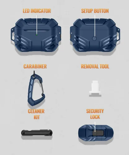 Miniatura 8 de MOBOSI Funda para AirPods Pro 2 con cerradura, compatible con funda Airpod Pro de 2ª/1ª generación, funda protectora de grado militar con kit