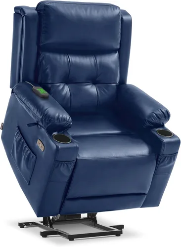 MCombo Lay Flat 7661 - Silla reclinable con triple motor y calefacción y masaje, reposacabezas ajustable para personas mayores, posición infinita,