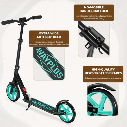 Miniatura 6 de WAYPLUS KS1 Kick Scooter para mayores de 6 años, niños, adolescentes y adultos. Carga máxima de 240 libras. Plegable, ligero, ruedas grandes de 8