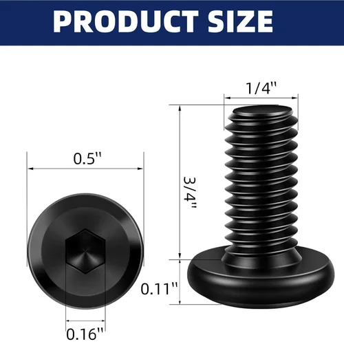 Miniatura 2 de Tornillos de Cabeza Plana con Cabeza de Casquillo de 1/4-20 x 3/4" Pernos de Muebles Tornillos Conectores Avellanados, Acero Inoxidable 18-8 (304)