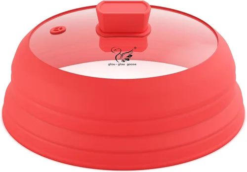 Miniatura 9 de Tapa protectora contra salpicaduras de microondas, cubierta de vidrio con silicona plegable para cubiertas de platos de 8.5 pulgadas, color negro