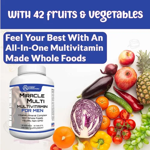 Miniatura 7 de MiracleMulti Best Multivitamínico para hombres, suplemento vitamínico y mineral con probióticos, mezcla de enzimas superalimentarias: apoyo