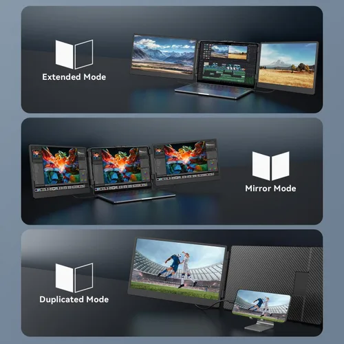 Miniatura 3 de APILDELLA Extensor de monitor dual portátil 1080P de 14 pulgadas para computadoras portátiles, USB C y HDMI, Plug-Play para pantalla dual en Mac