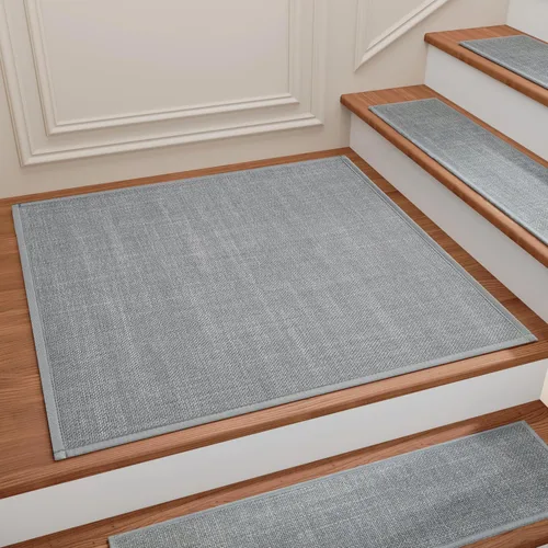 Miniatura 9 de Alfombras para escalones de madera, alfombra antideslizante para peldaños con respaldo de goma, alfombras antideslizantes de poliéster suaves