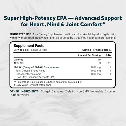 Miniatura 2 de Naturalis Triple Strength UltraEPA™ EPA 1000mg Grado farmacéutico de alta pureza 99% Omega-3 con 96.5% de aceite de pescado sin eructos EPA