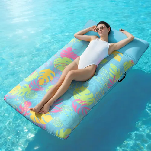 SLOOSH Tumbona inflable para piscina, flotadores de tela XL para adultos, tumbona flotante de agua ultra cómoda con reposacabezas para playa, lago,