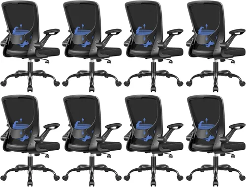 Miniatura 10 de BESTFAIR Silla de oficina ergonómica, sillas de malla para computadora con soporte lumbar, silla de escritorio giratoria con brazos abatibles
