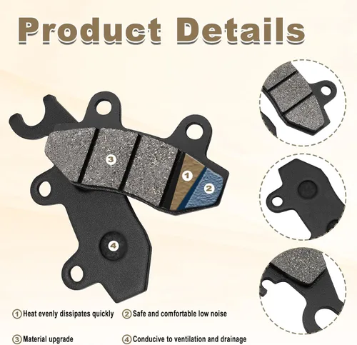 Miniatura 4 de ZICOO Pastillas de Freno Delantero y Trasero para Yamaha Rhino 660 450 YXR660 YXR450 4x4 Raptor 700 700R YFM700 YFM700R