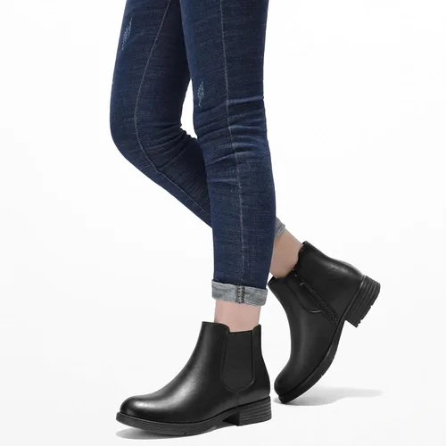Miniatura 8 de Botas de tobillo para mujer con cremallera, botas Chelsea de moda, cómodas botas de tacón bajo