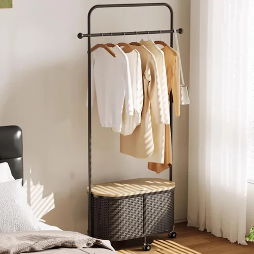 Miniatura 10 de 360 °Rotary Clothes Rack, Metal Clothing Rack, Garment Rack with Wheels and Large Capacity Storage Basket, Merchandise Coat Rack Display for Hanging