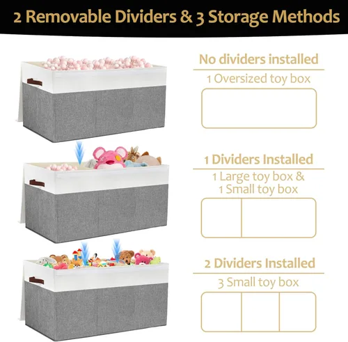 Miniatura 4 de Gowee Caja de almacenamiento de juguetes extragrande con tapa, cesta organizadora de juguetes resistente con divisores para niños, niñas, guardería