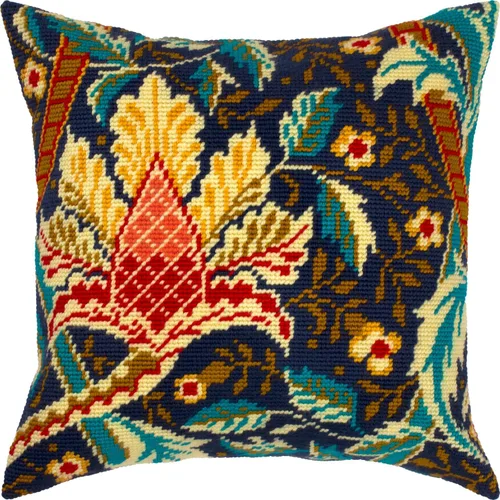 Miniatura 7 de Kit de punto de cruz estampado floral para adultos y principiantes - Acanthus de William Morris de 16 × 16 pulgadas con diseño impreso claro