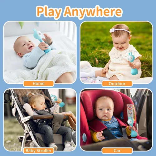 Miniatura 8 de alilo Smarty Bunny Sonajero de Bebé con Luces Musicales, Juguetes para Recién Nacidos de 0-3-6-12-18-24 Meses, Regalos para Niños y Niñas de 1 Año