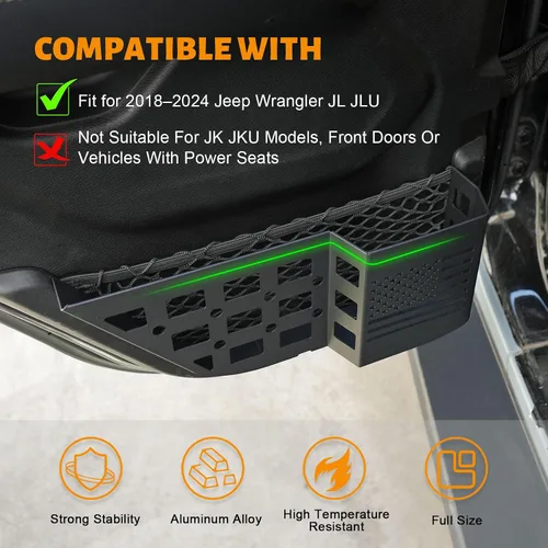 Miniatura 2 de MAIKER Caja de Almacenamiento de Metal para Puerta Trasera Compatible con Jeep Wrangler JL JLU 4XE 2018-2025 y Gladiator JT 2020-2025, Caja