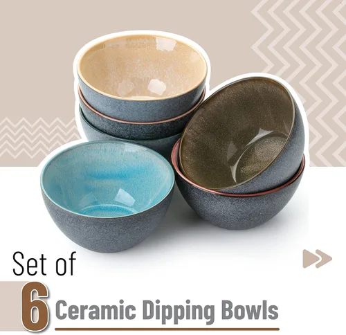 Miniatura 2 de Brew To A Tea BTAT - Cuencos de cerámica para cereales, 29 onzas, paquete de 6, 6.3 pulgadas, colores esmaltados en el interior, cuencos resistentes