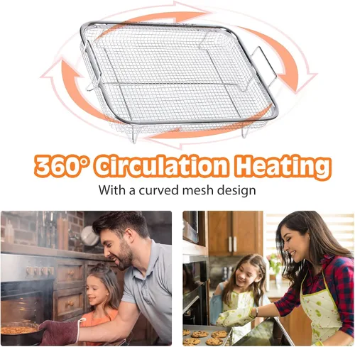 Miniatura 5 de Cesta para freidora de aire para horno: 2 cestas para freidora de aire, sartén de aire de 11.8 x 8.7 x 2.2 in, cesta de freír antiadherente, bandeja