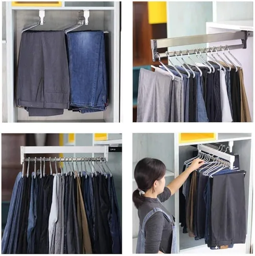 Miniatura 4 de Barra de Percha para Armario, Barra Extensible para Closet de 30-60cm, Barra de Ropa para Guardarropa, Organizador de Closet para Pantalones