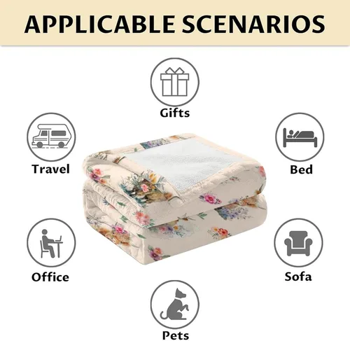 Miniatura 6 de Mercuryelf Highland Cow - Manta suave, mullida y cálida, 30 x 40 pulgadas, manta pequeña para regazo y cuna, color beige, bonito regalo para bebé
