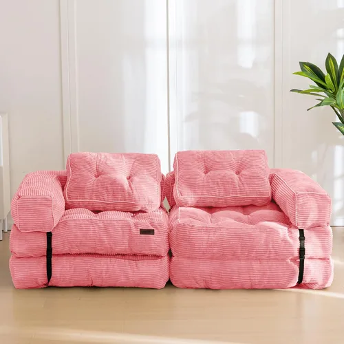 Miniatura 4 de MAXYOYO Sofá Cama Plegable, Sofá Convertible en Forma de L con Reposabrazos, Cama Plegable con Almohada, Silla Cama Portátil Extensible Cómoda