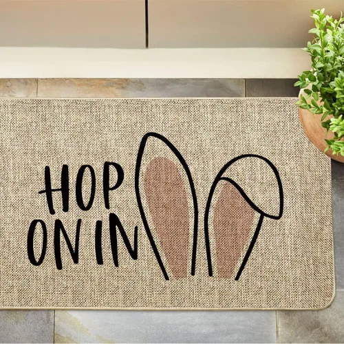 Miniatura 5 de GAGEC Felpudo de Pascua con orejas de conejo, para interiores, baño, hogar, cocina, decoración de piso, puerta delantera, exterior, 17 x 27 pulgadas