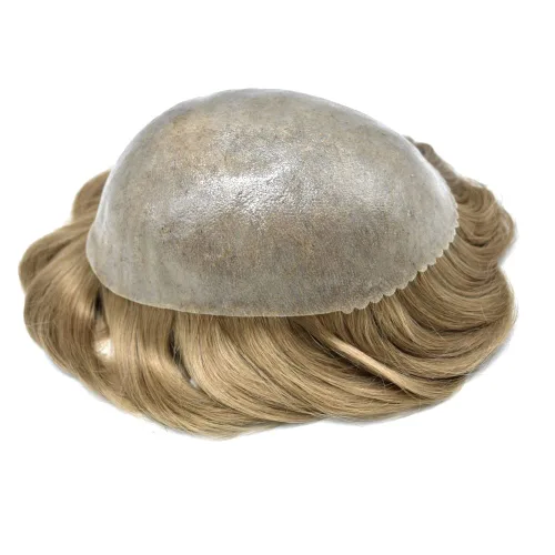 Miniatura 3 de Sistema de cabello humano tipo tupé para hombre, tupé gris, piezas de cabello completo de poliéster para hombres, tupé de inyección de poliuretano